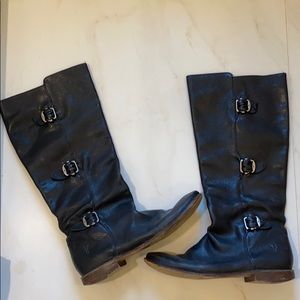 Frye black leather riding boots